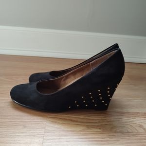 Women's aerosols black wedge heel with studs